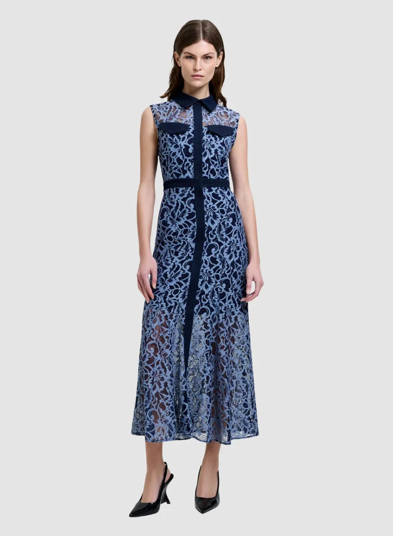 French Connection Skye Lace Godet Shirt Dress